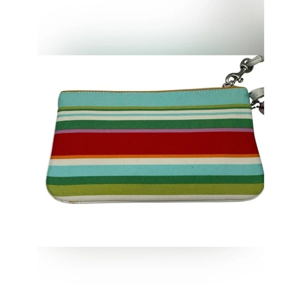 Vintage Coach Hamptons Multicolor Striped Wristlet Pouch Y2K Deadstock